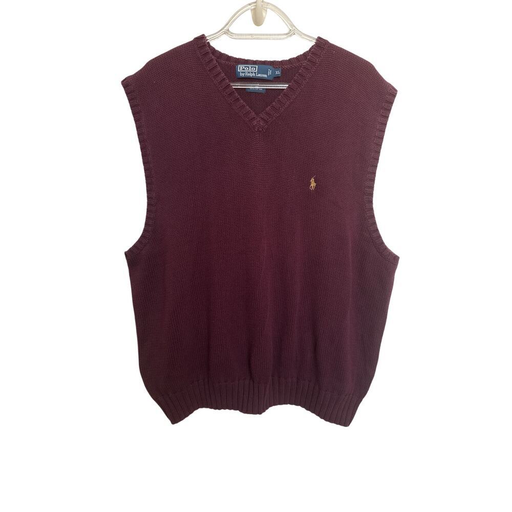 Polo Ralph Lauren Cotton Pullover Sweater Golf Vest Size XL Burgundy